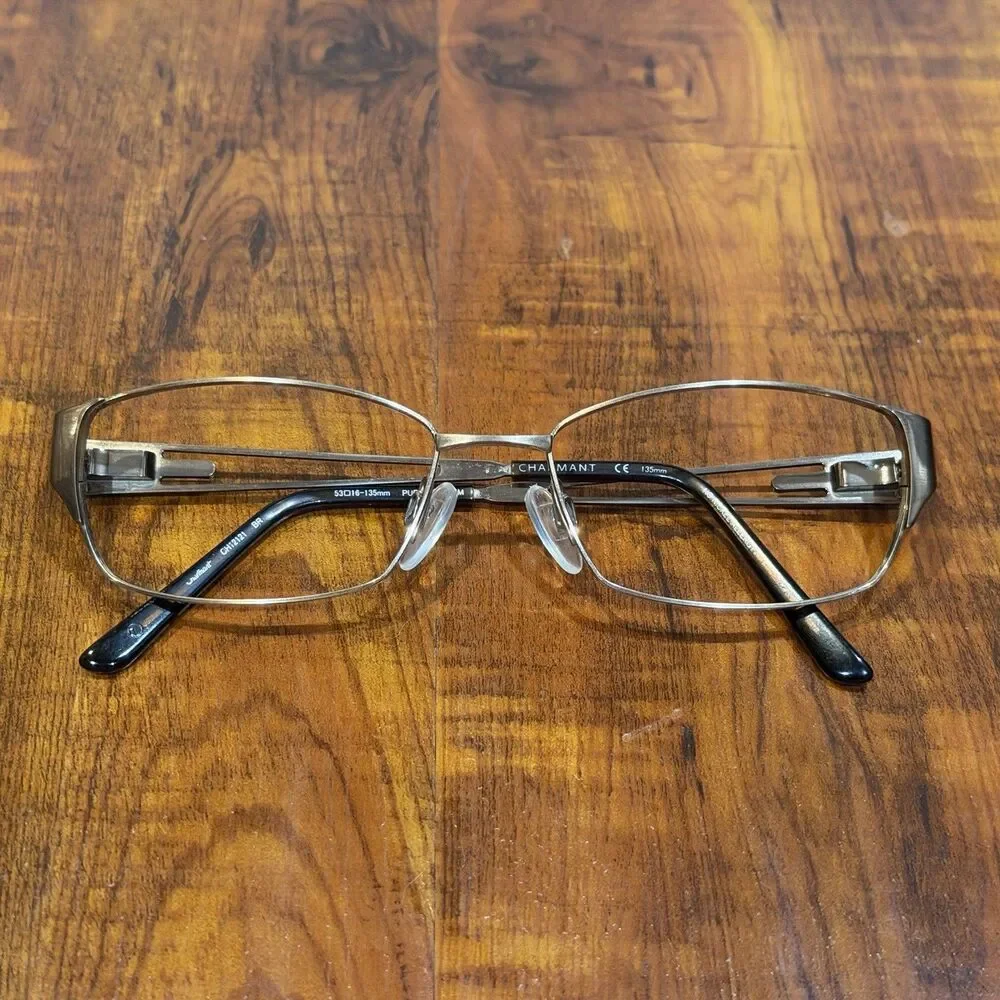 Charmant CH12121 Pure Titanium 53-16-135 BR Rhinestone Accent Eyeglasses Frames